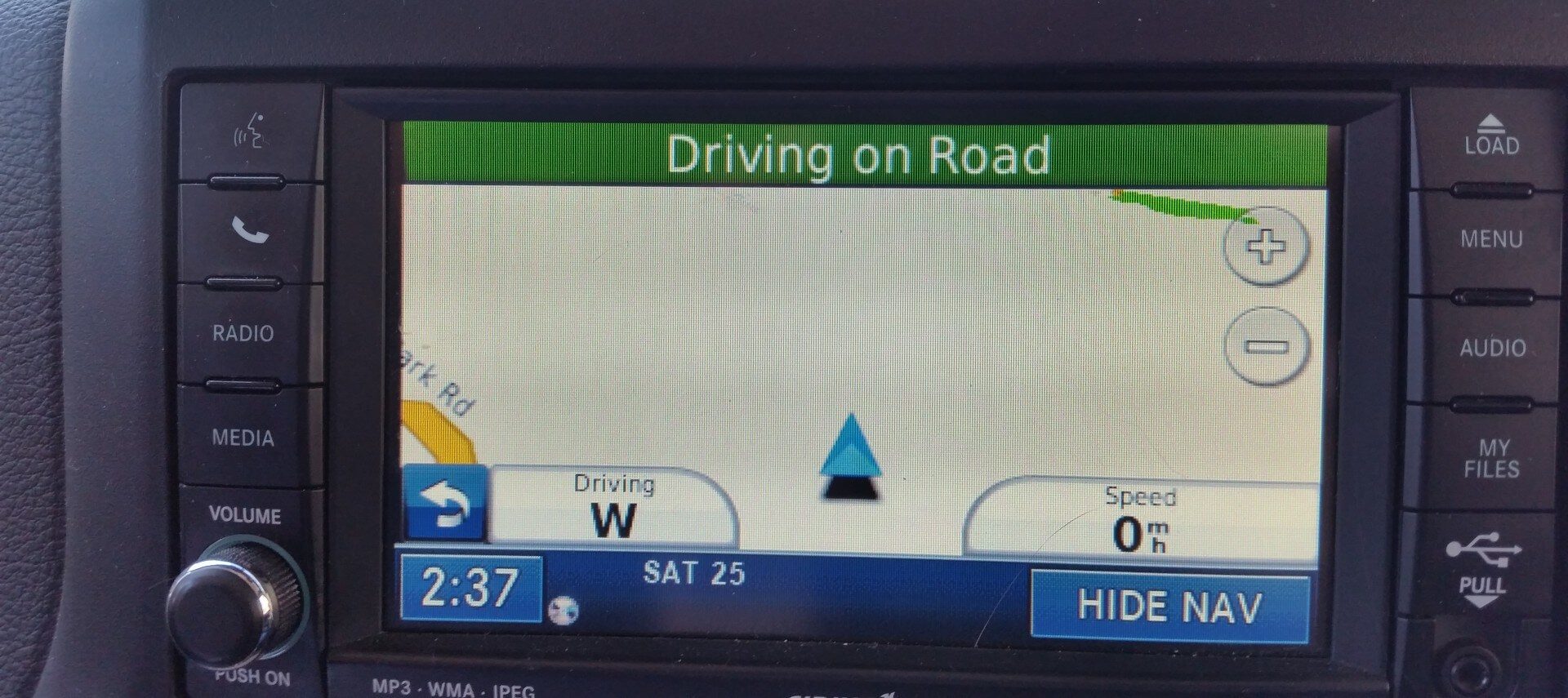 View of a GPS screen of a car
